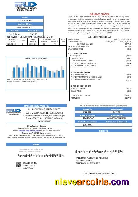 USA Fallbrook Public business utility bill
